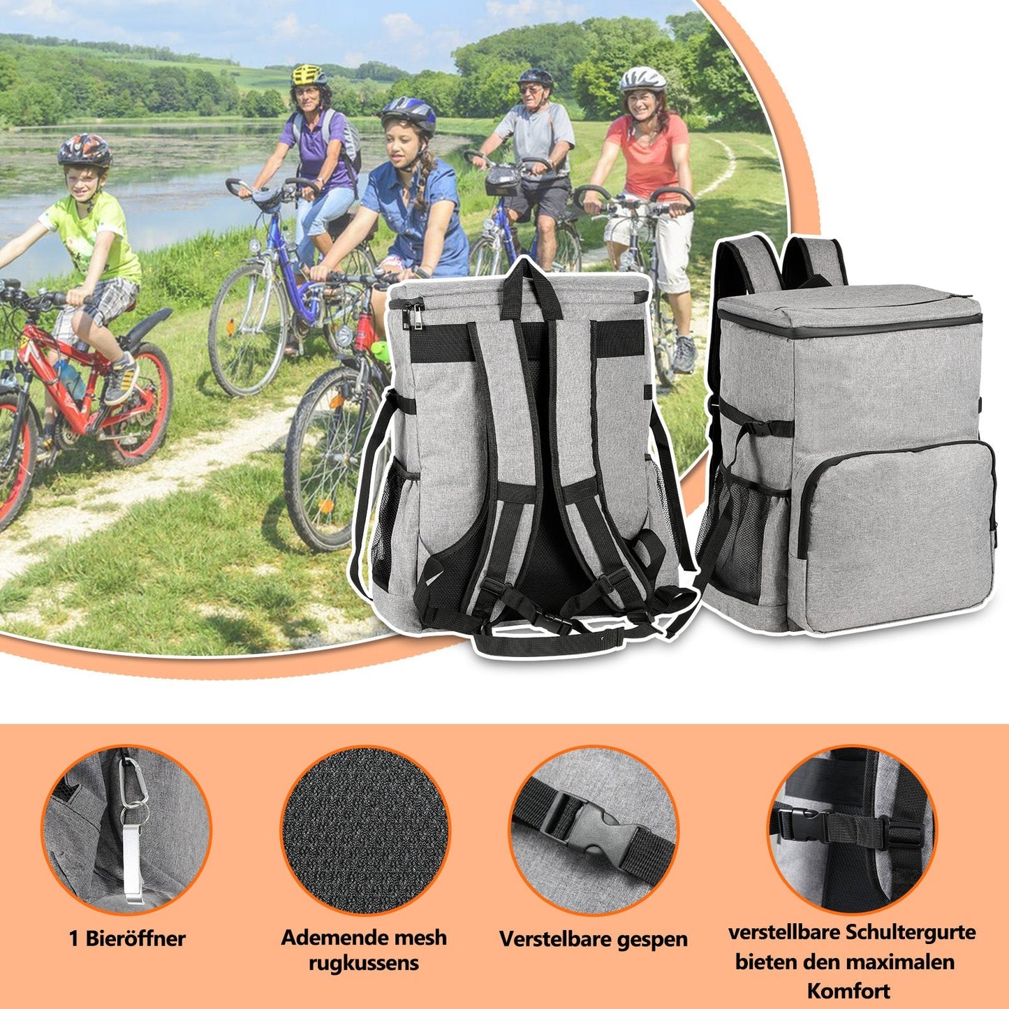 Kühlrucksack Thermo Rucksack 35L mit Picknickmatte | Brehn