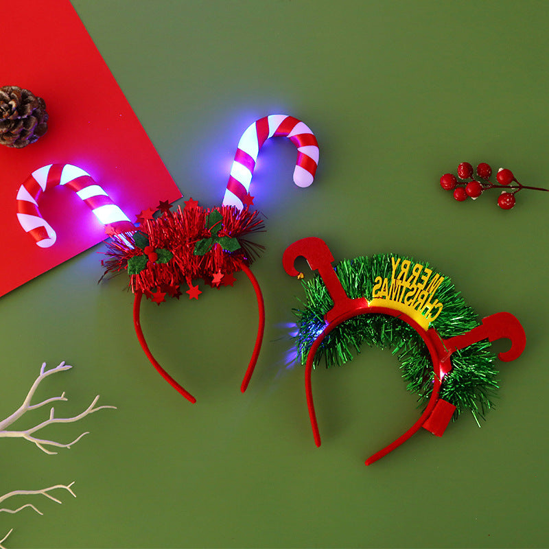 Brehn | IPC Weihnachten Haarband Leuchtendes Stirnband Weihnachtsbaum Schneeflocke Haarband Hirschgeweih Licht Blinkendes Kopfschmuck Frohe Weihnachten Geschenk