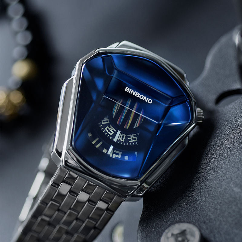 Herren-Quarzuhr im Diamant-Stil