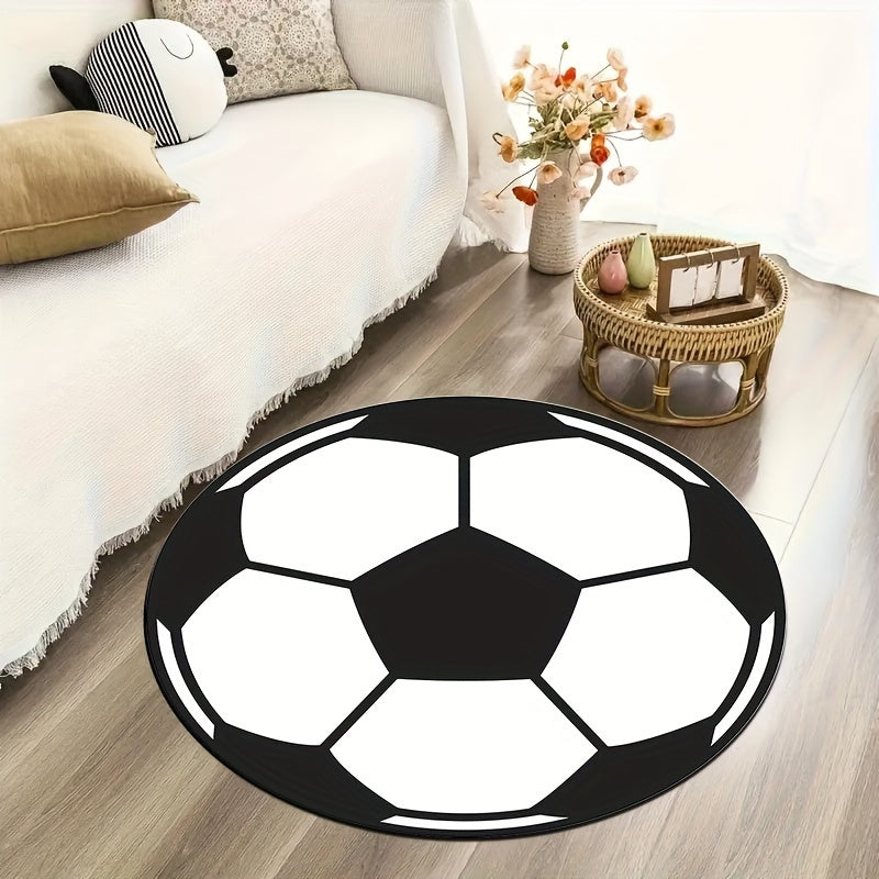 Runder Fußball-Teppich mit rutschfester Unterseite – Sportlicher Teppich für Kinderzimmer & Wohnzimmer | Brehn