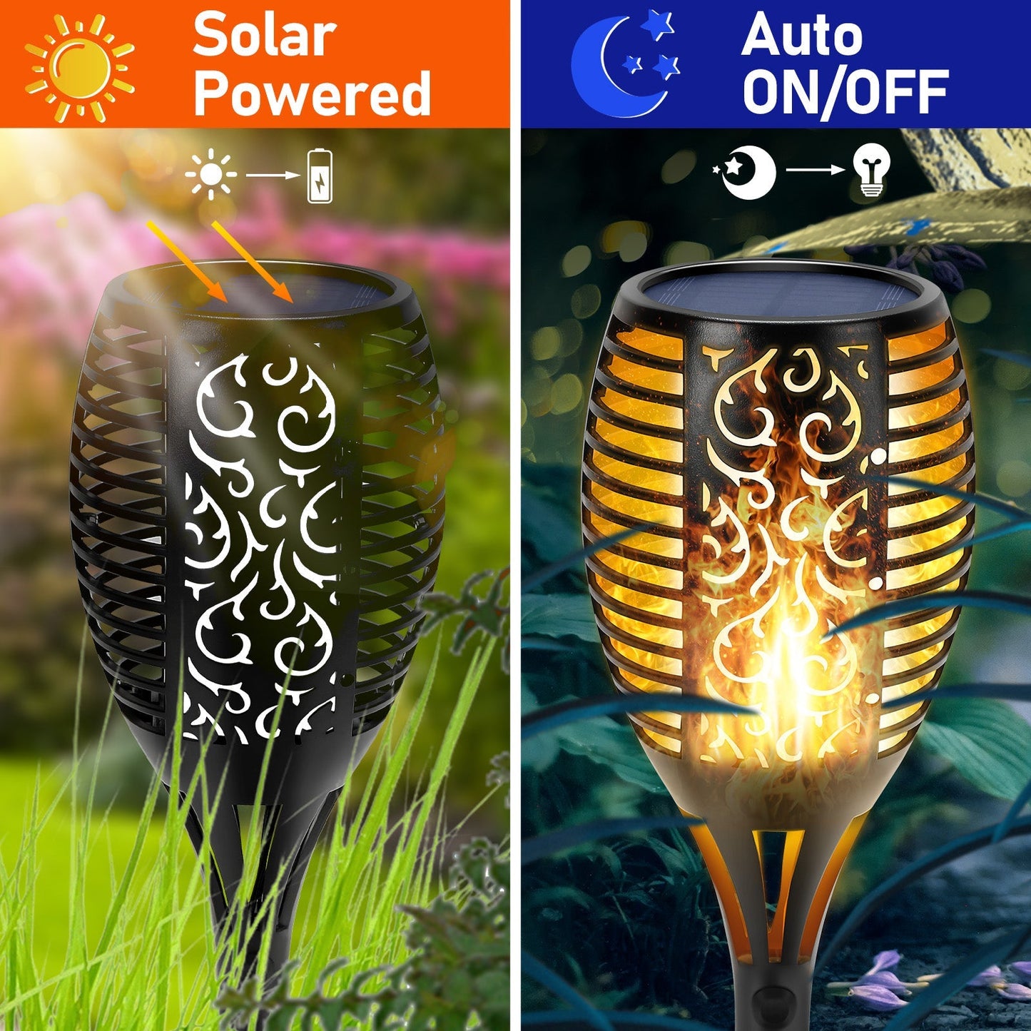 Solarlampen für Außen 4 Stücke 3 IN 1 Solarfackeln | Brehn