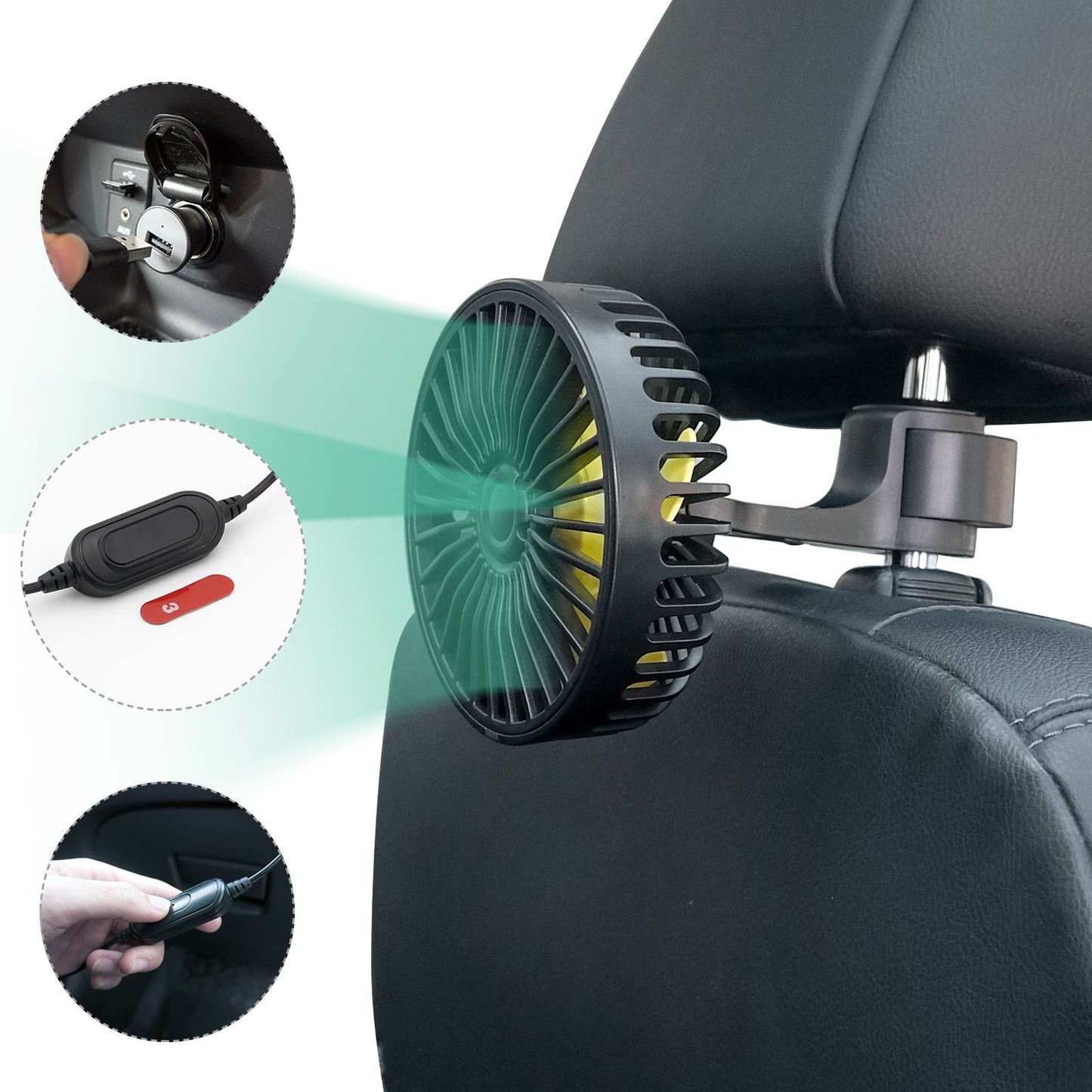 Tragbarer Auto-Lüfter Kühler mit USB und 3 Windstärken | Brehn