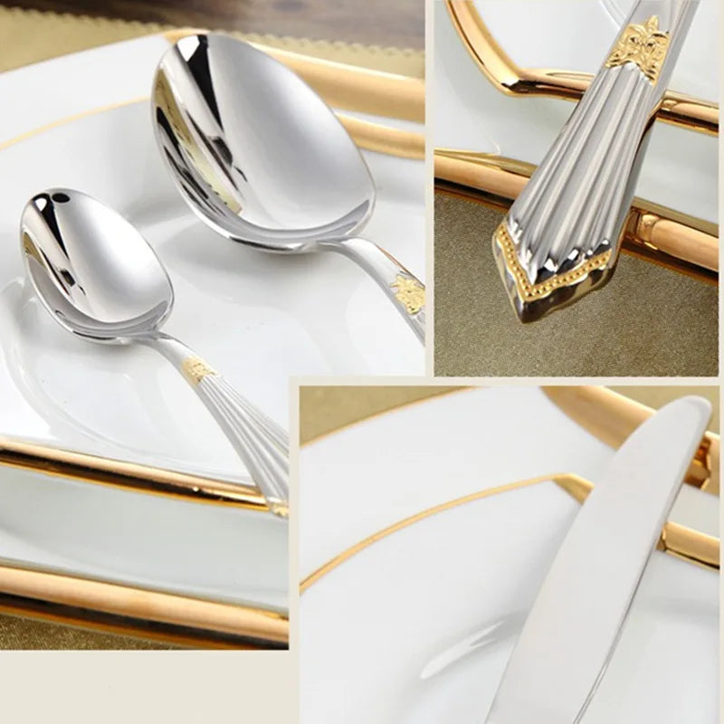 4-teiliges Luxus-Besteckset mit Goldeinlage