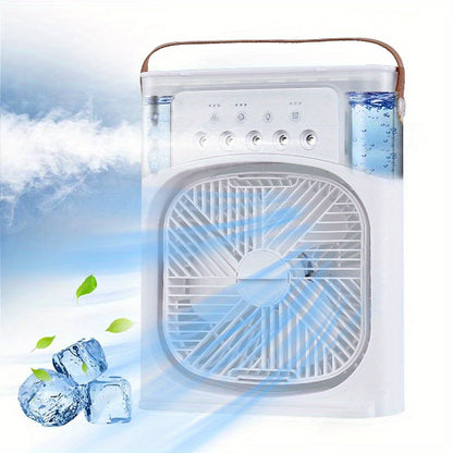 1pc Tragbare Klimaanlage, Tragbarer Luftkühler für den Haushalt, Hydrokühlventilator, Tragbare Luftanpassung für das Büro, 3-Geschwindigkeits-Luftkühlventilator-Luftbefeuchter, 5 Stück befeuchtete Sprühköpfe für Haushaltsgeräte | Brehn