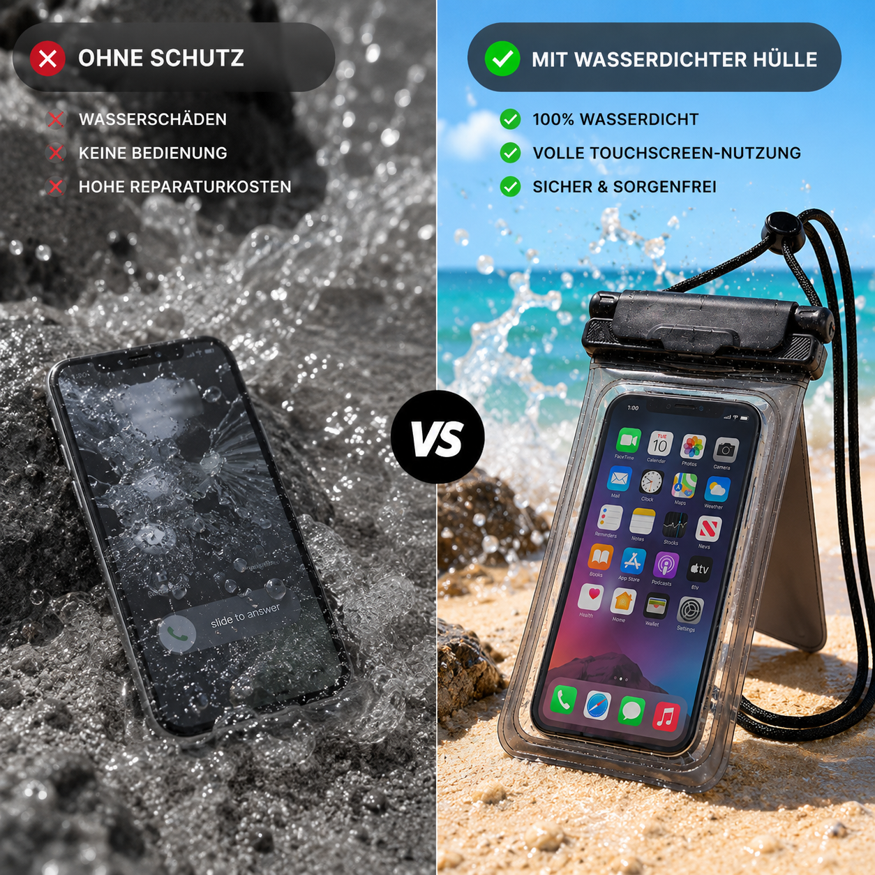 Wasserabweisende Smartphone-Hülle mit Nackenband | Brehn