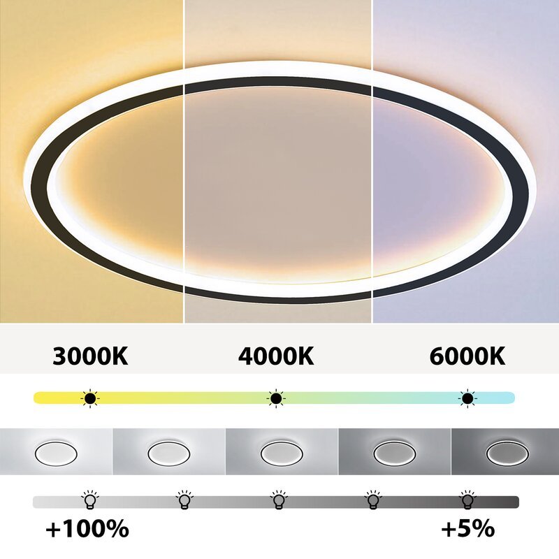 LunaNova – Moderne LED-Deckenleuchte aus Metall/Acryl für Wohn- und Schlafzimmer, ack/Weißes Design