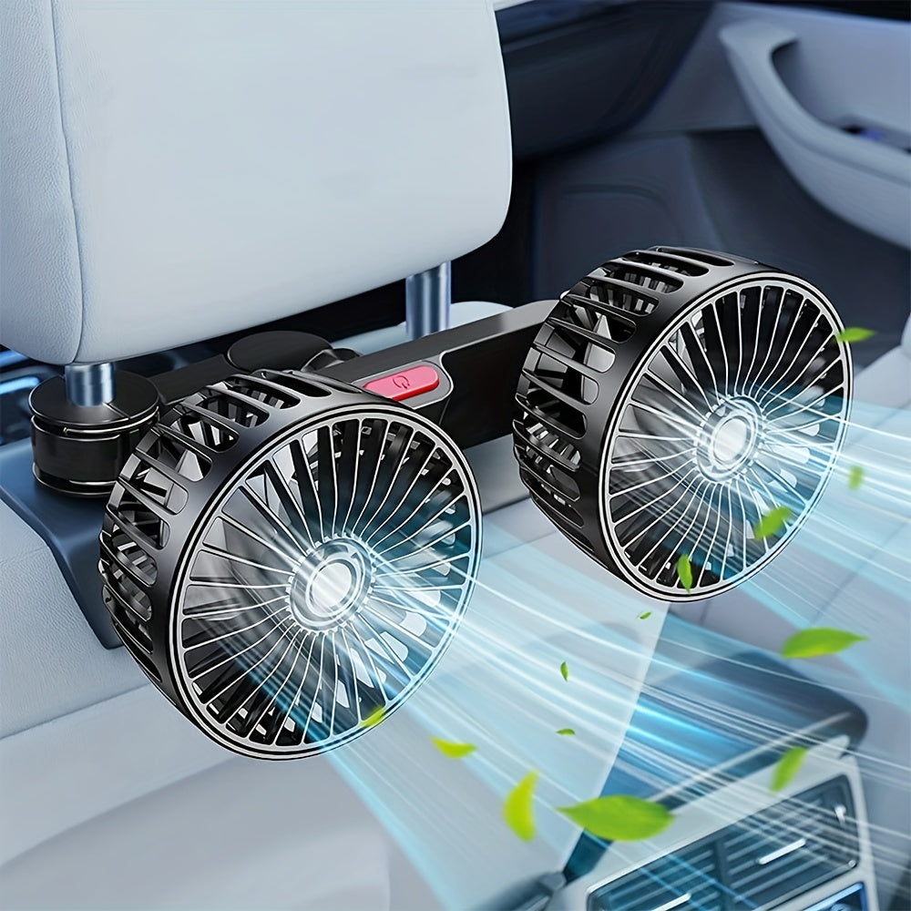 1 Pc Auto-Lüfter, Auto Kleiner Klimaanlage, Doppelseitiger Hecklüfter, Starker Wind, 360 Grad Drehung, Großes Luftvolumen, Subwoofer-Betrieb, Basis-Festklemm-Montagemethode, Geeignet für Auto Zuhause | Brehn
