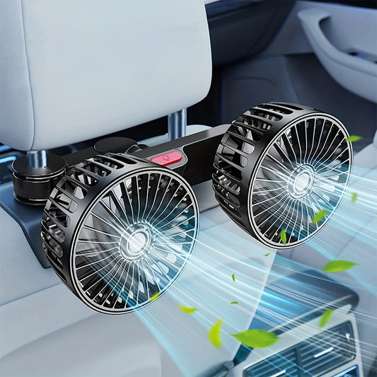 1 Pc Auto-Lüfter, Auto Kleiner Klimaanlage, Doppelseitiger Hecklüfter, Starker Wind, 360 Grad Drehung, Großes Luftvolumen, Subwoofer-Betrieb, Basis-Festklemm-Montagemethode, Geeignet für Auto Zuhause | Brehn