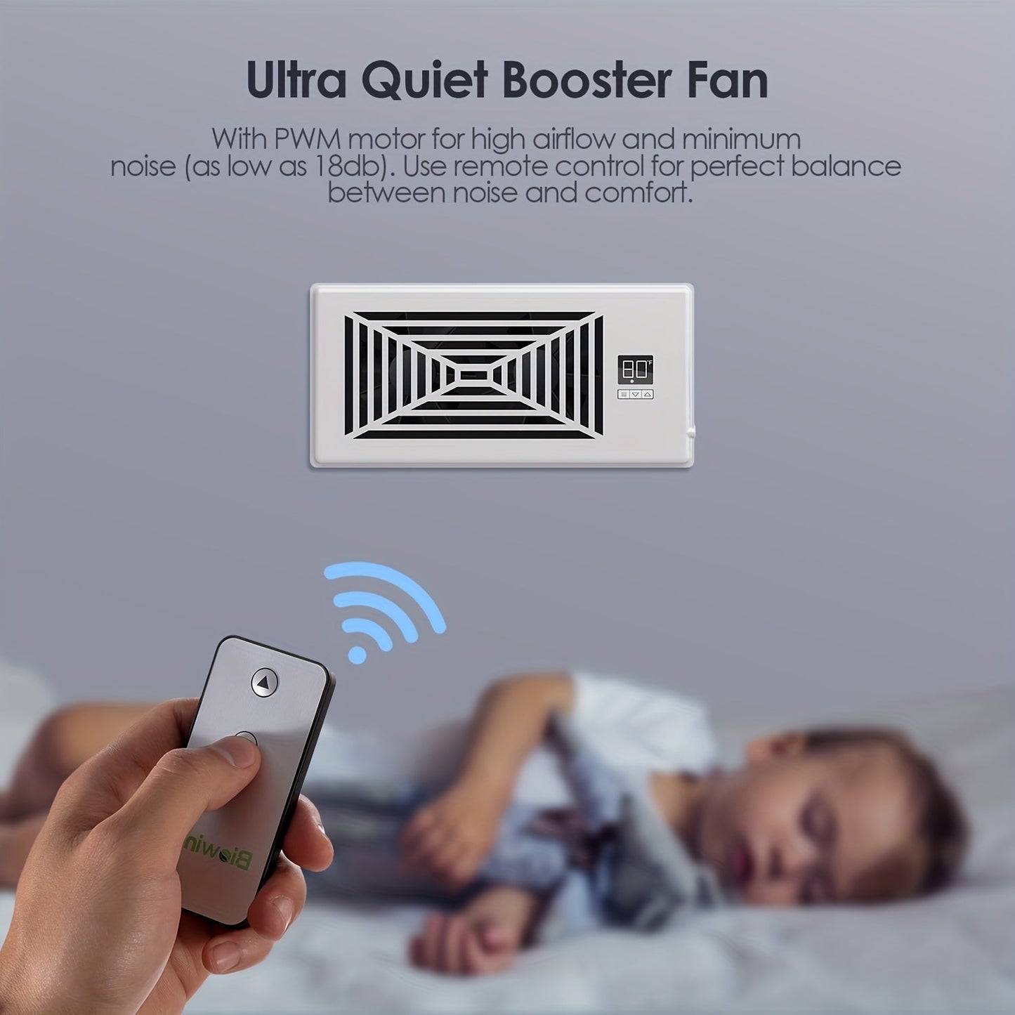 4" x 10" Smart Register Booster Fan – HVAC-Bauzubehör mit Fernbedienung, Thermostatsteuerung – Leiser Betrieb für effiziente Heiz- und Kühlleistung | Brehn