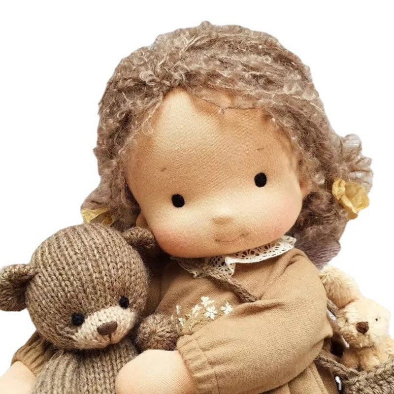 Brehn | Handgefertigte Waldorfpuppe | Naturmaterialien & Schadstofffrei | Pädagogisches Stoffspielzeug | Hypoallergen & Bio-Qualität | 30cm Kuschelpuppe