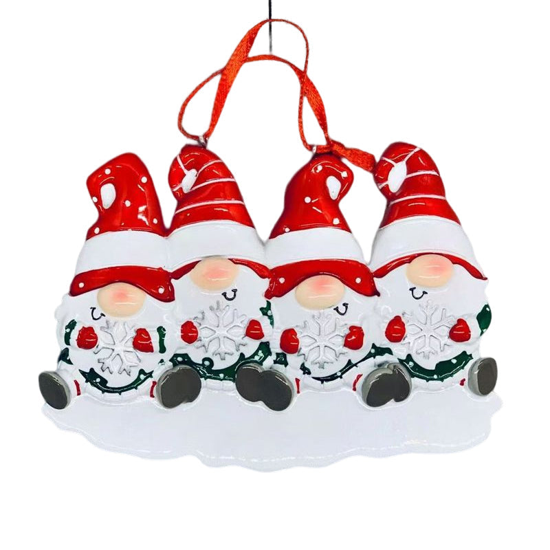 Brehn | 4 Namen-Anpassbare Familien-Weihnachts Weihnachtsbaumdekoration Ornament mit Namen-Zwerge Familie