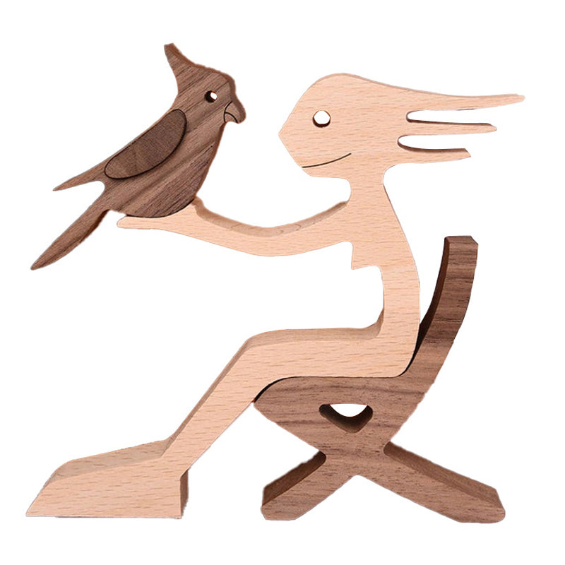 Brehn | Geschenk für Tierliebhaber - Holzskulptur Tisch Ornamente - Die Liebe zwischen Ihnen und Ihrem pelzigen Freund