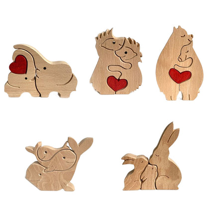 Brehn | Niedliche Tierfamilien-Ornament, Holz-Puzzle-Figur - 🎁Liebesgeschenk
