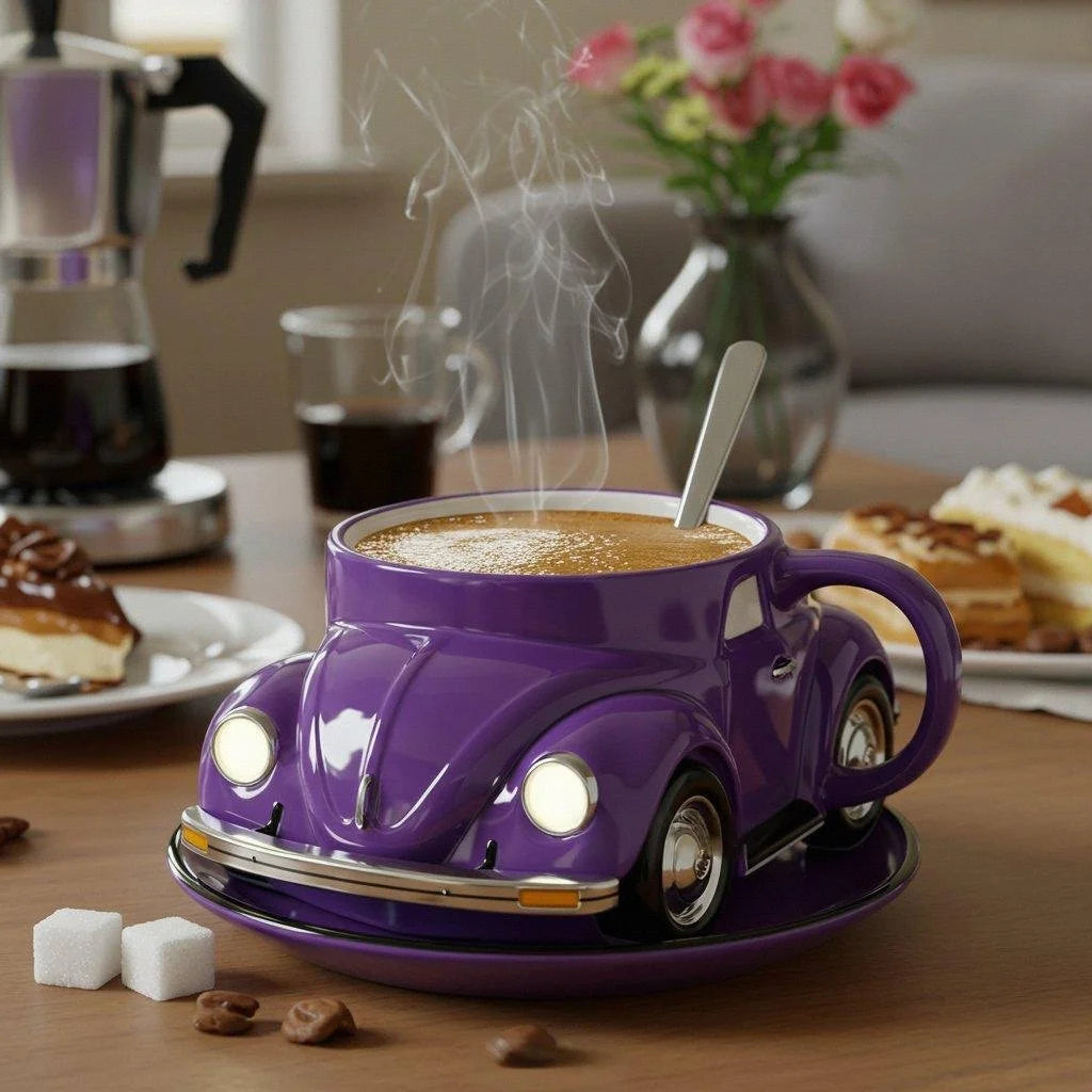 RetroAuto Keramiktasse – Einzigartiges 3D-Design für Kaffee & Tee | Brehn