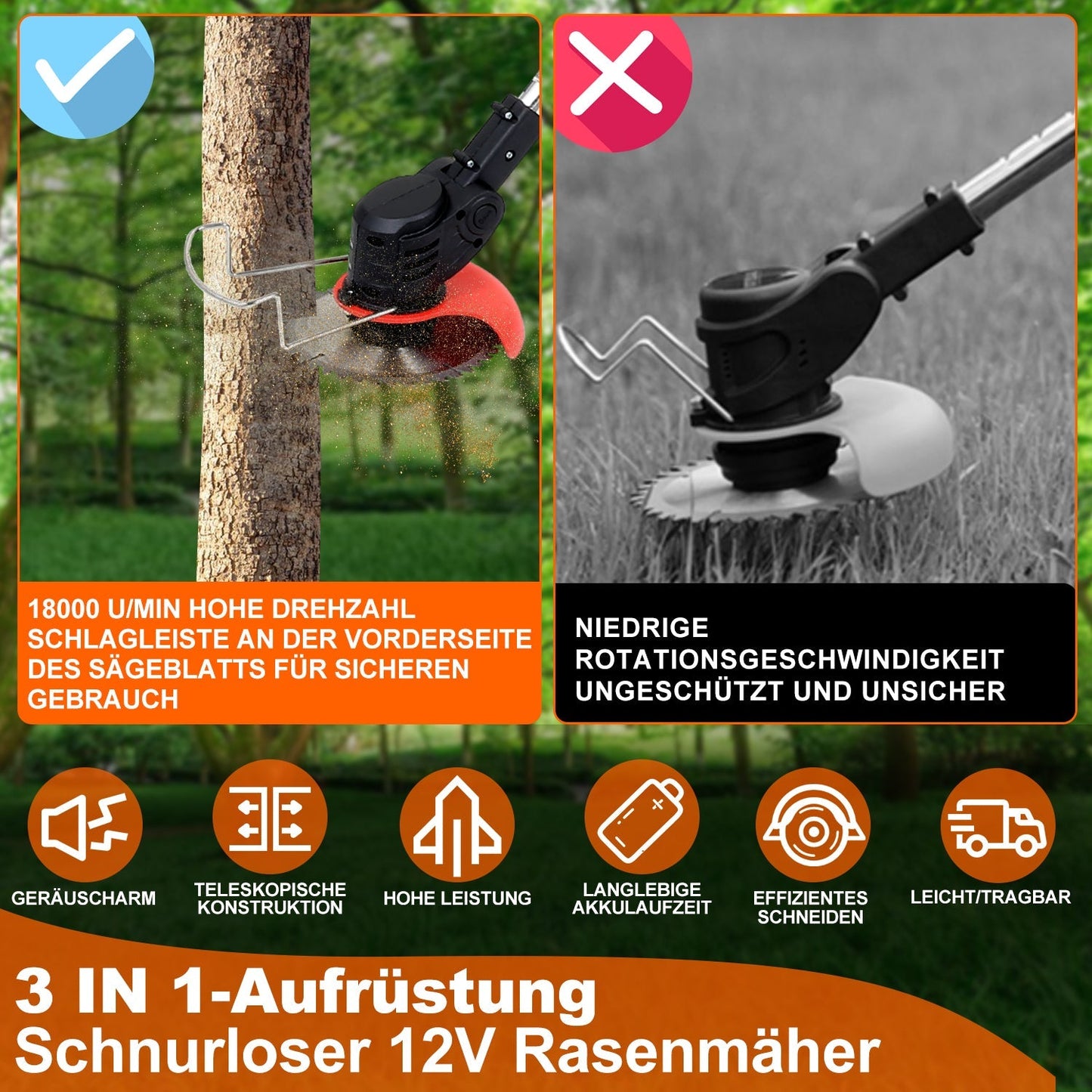 Akku Rasentrimmer 21V 8000 U/min | Brehn