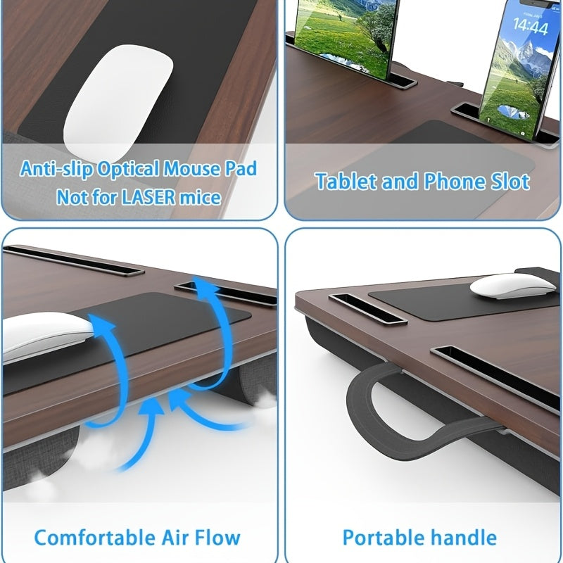 Ergonomische Laptop-Halterung mit Handgelenkstütze und Gerätefächern | Brehn