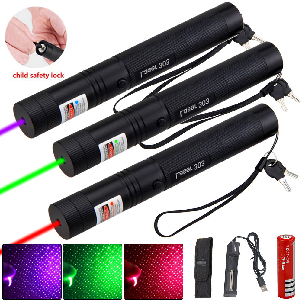 Brehn | Zelara-Power Laserpointer 303 - Wiederaufladbarer sichtbarer USB-Laserpointer mit hoher Leistung
