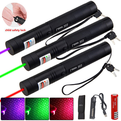Brehn | Zelara-Power Laserpointer 303 - Wiederaufladbarer sichtbarer USB-Laserpointer mit hoher Leistung