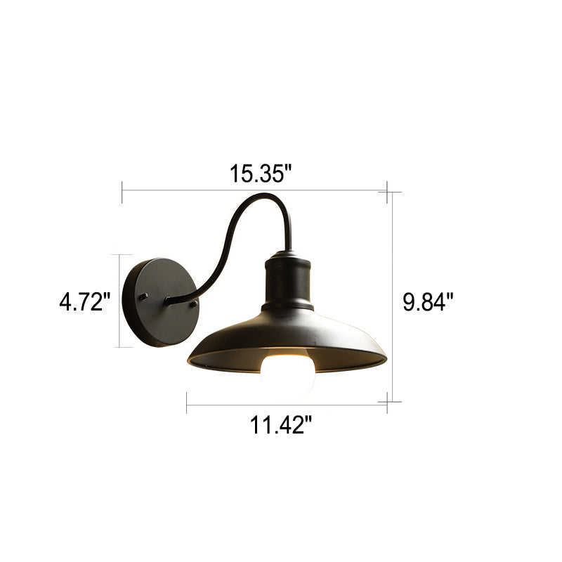 Retro Loft Dome Eisen Außen Wasserdicht 1-Licht Gebogene Arm Wand Sconce Lampe | Brehn