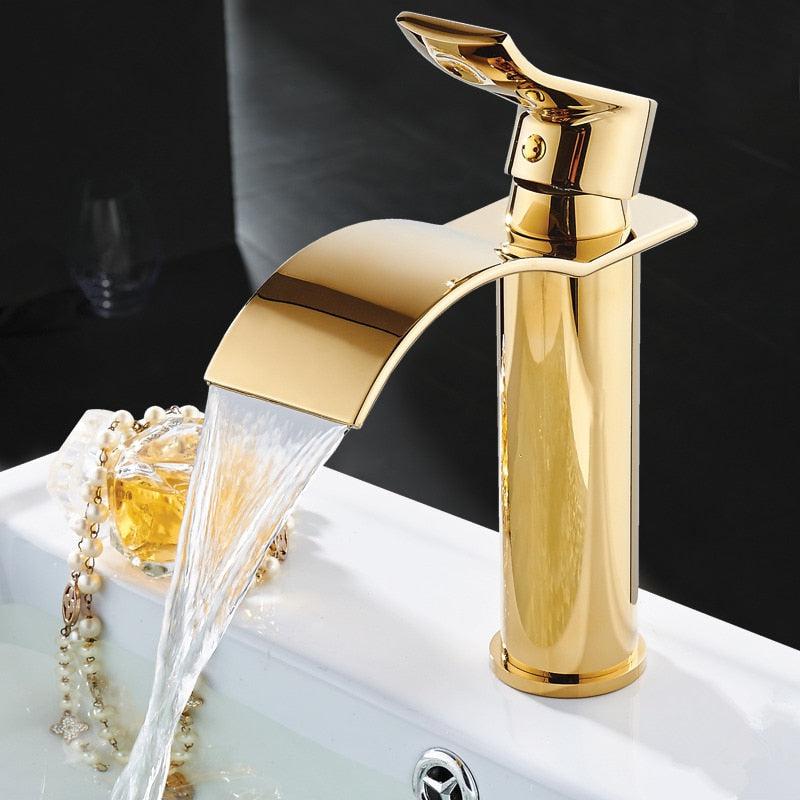 Brehn | Waschtischarmatur Wasserfallarmatur Messing Waschtischarmatur Mischbatterie