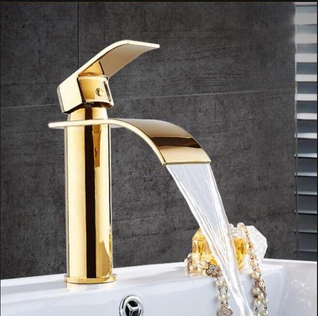 Brehn | Waschtischarmatur Wasserfallarmatur Messing Waschtischarmatur Mischbatterie