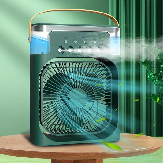1pc Tragbare Klimaanlage, Tragbarer Luftkühler für den Haushalt, Hydrokühlventilator, Tragbare Luftanpassung für das Büro, 3-Geschwindigkeits-Luftkühlventilator-Luftbefeuchter, 5 Stück befeuchtete Sprühköpfe für Haushaltsgeräte | Brehn