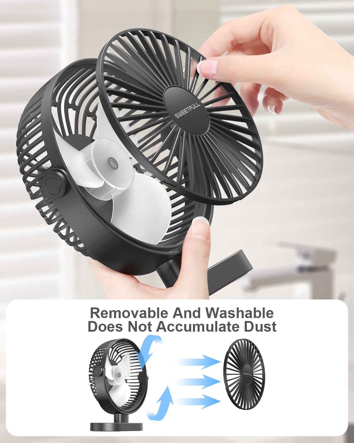 6,5 Zoll USB Kleiner Tischventilator für Zuhause Büro Auto Outdoor Reisen | Brehn