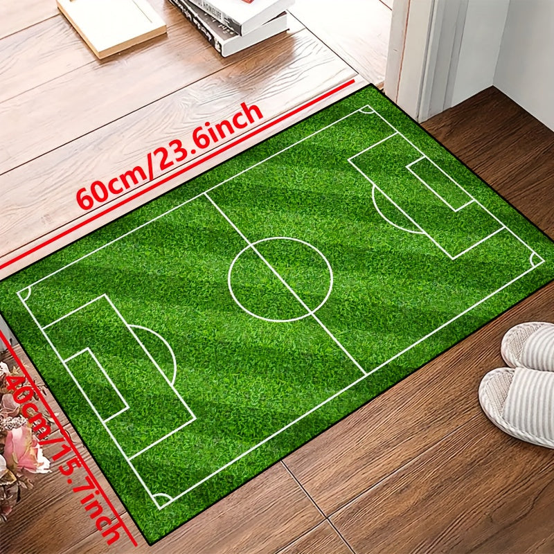Vivolux | Fußballfeld Muster Teppich - rutschfester waschbarer Lounge-Matten für Wohnzimmer, Schlafzimmer, Garten oder Gaming-Zimmer