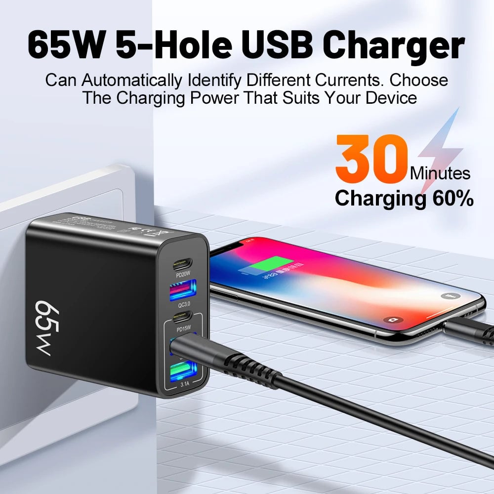 Mehrfach-Port-Adapter 65W Schnellladegerät - US-Standard