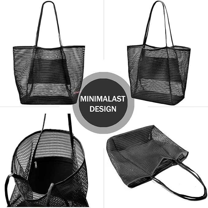 Faltbare Mesh Strandtasche mit Innentasche | Brehn