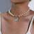 Brehn | Perlenbesetzte Schmetterlingsanhänger Choker-Halskette