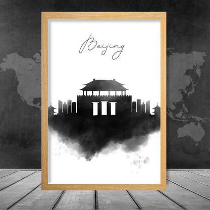 BeijingAquarellSkylineStadtansichtDruck
