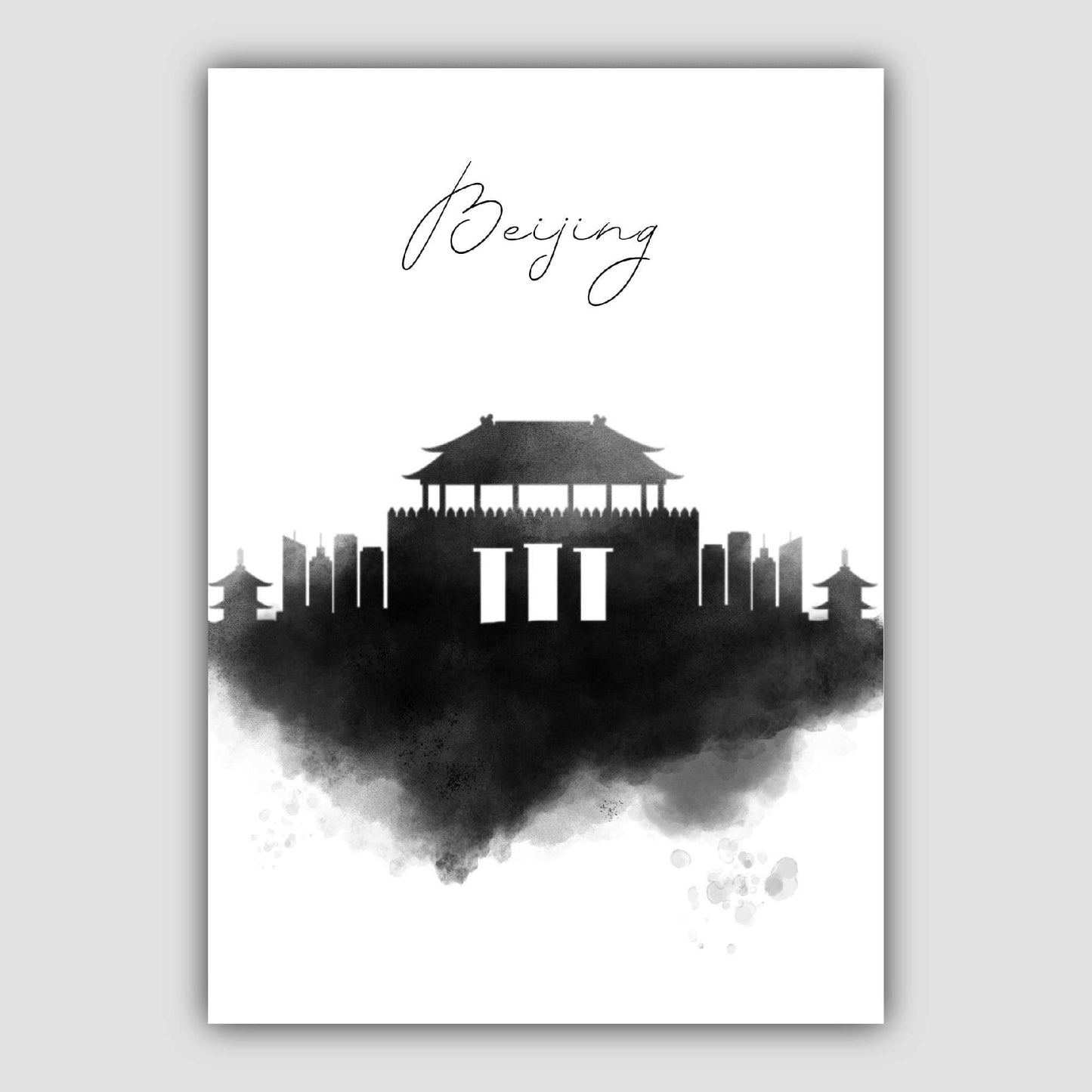 BeijingAquarellSkylineStadtansichtDruck