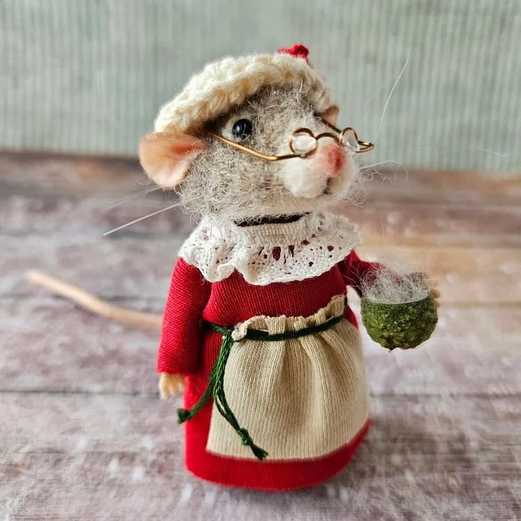 Brehn | Handgefertigte Filzmaus | Weihnachtsdekoration & Geschenkidee | Aus Wolle & Stoff nadelgefilzt | Nachhaltig