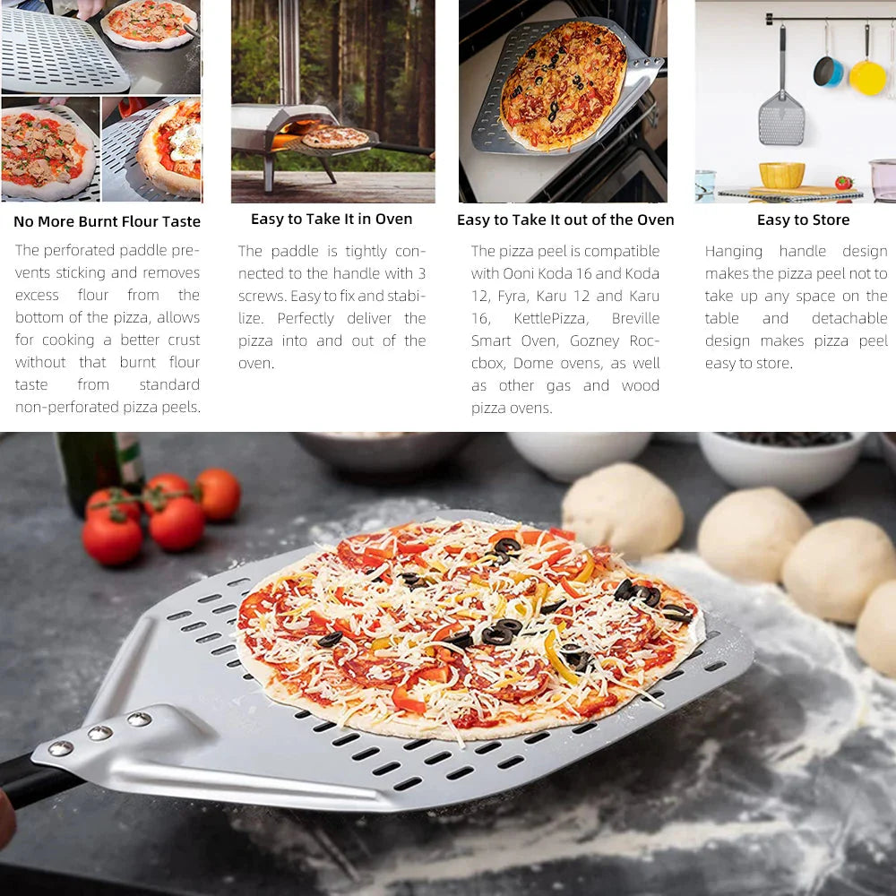Große Pizza Perforierte Schaufel Paddle Griff für Ofen Pizza Backwerkzeug | Brehn