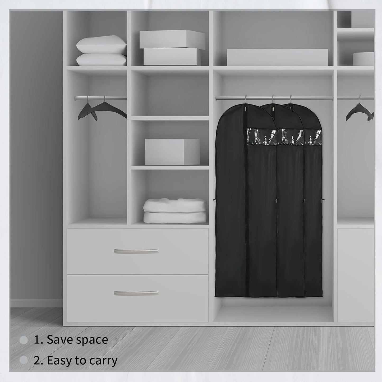 Lange Kleideraufbewahrungshülle – 180 cm Kleidersack mit Reißverschluss und Sichtfenster (1 kaufen, 1 gratis)