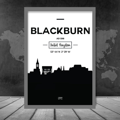 Blackburn Stadtsilhouette Stadtansicht Drucken