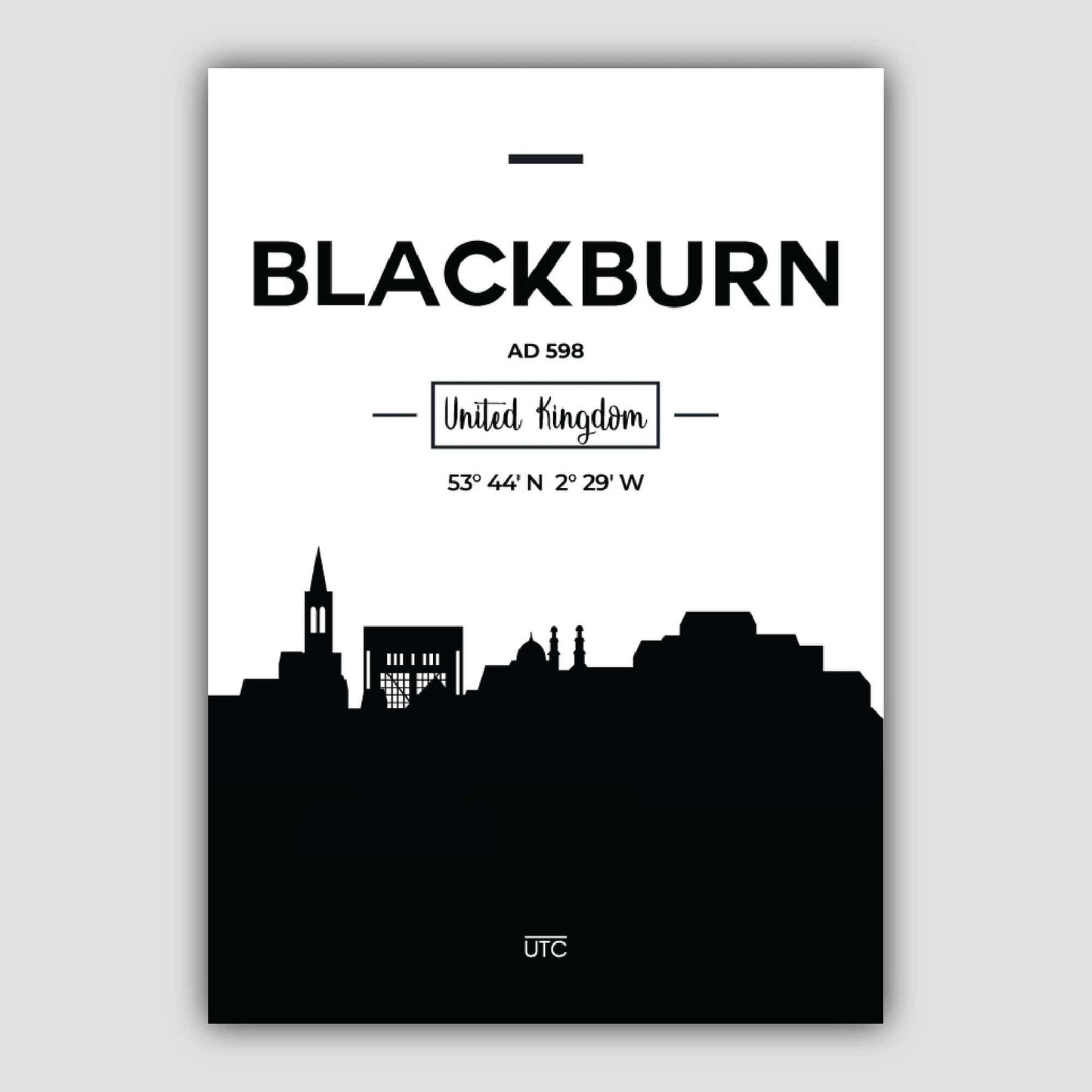 Blackburn Stadtsilhouette Stadtansicht Drucken