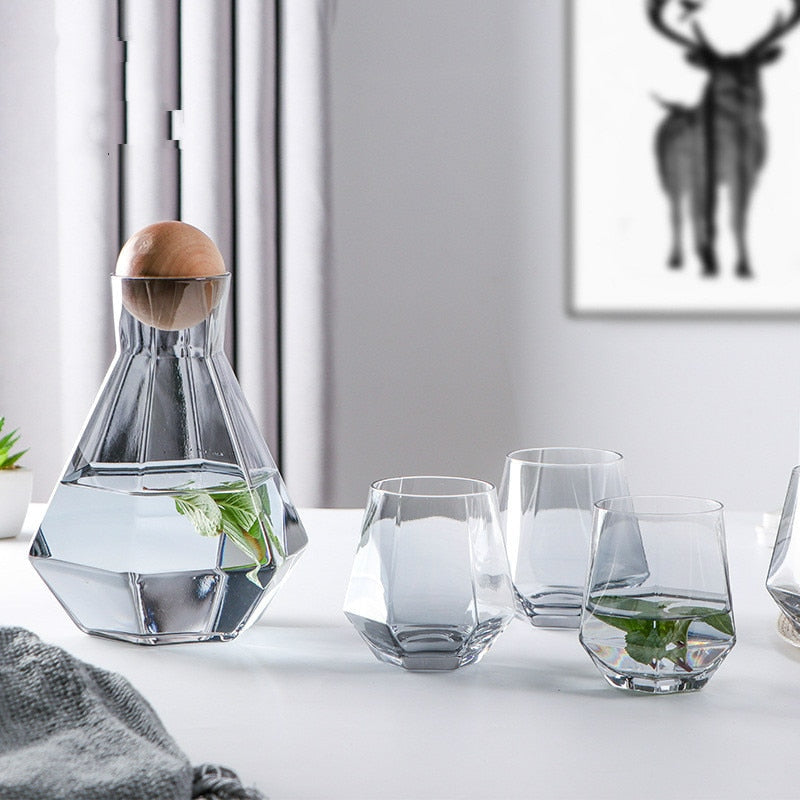 Gekochtes Wasser Kaltes Wasser Krug Set Kristallglas Wasserkaraffe Wasserbecher | Brehn