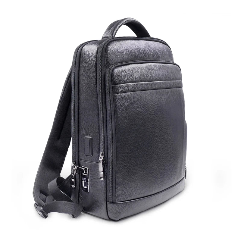 Premium Leder Rucksack mit Fingerabdruckschloss – Männer Anti-Diebstahl Rucksack | Brehn