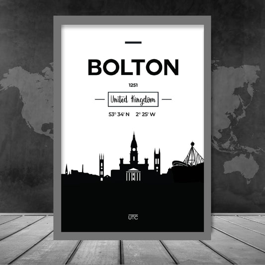 Bolton Stadtsilhouette Stadtansicht Drucken