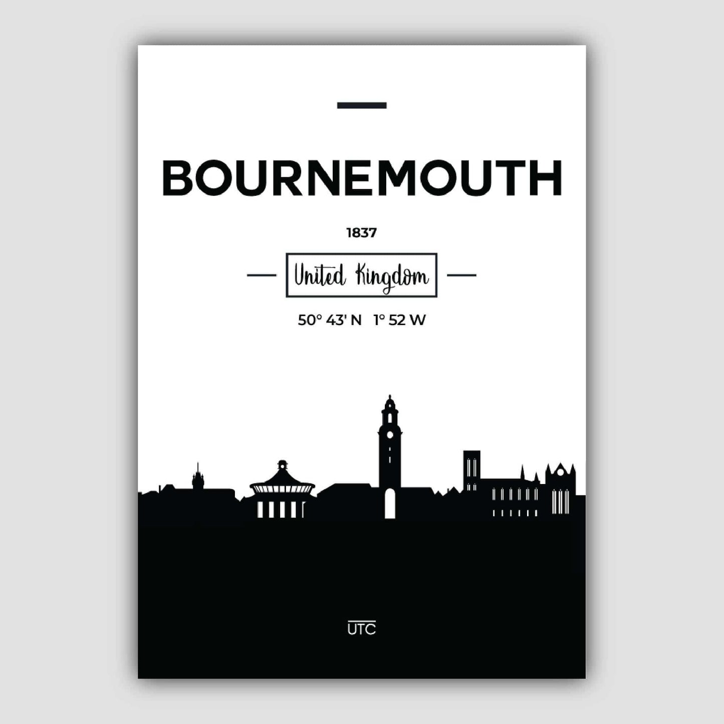 Bournemouth Stadtsilhouette Stadtansicht Drucken