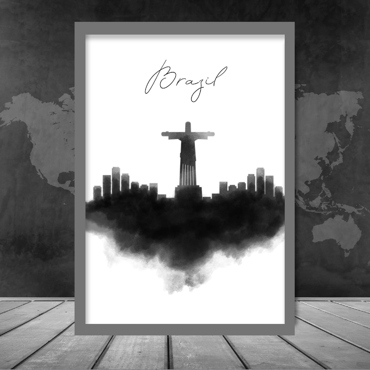 Brasilien Aquarell Skyline Stadtansicht Druck
