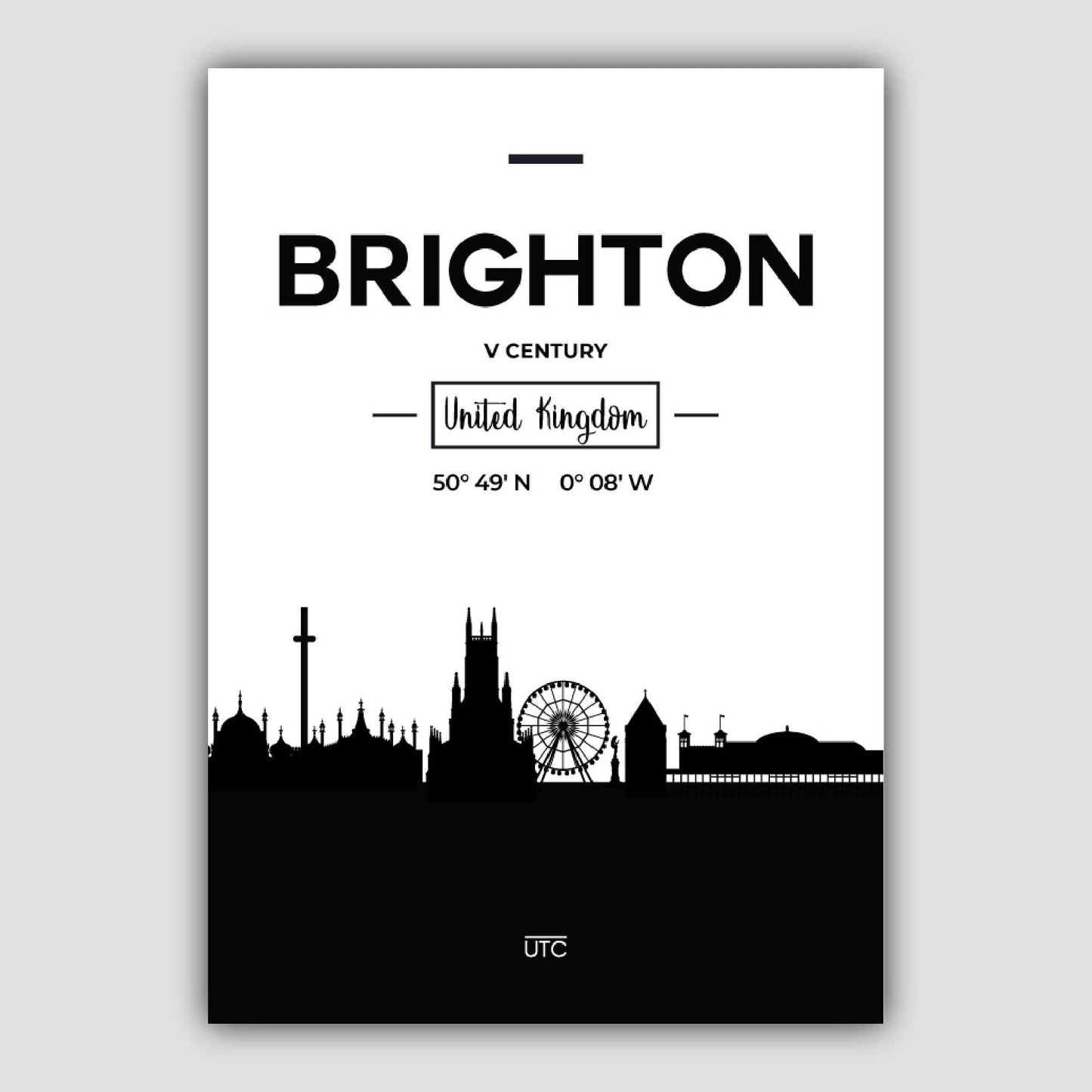 Brighton Stadtsilhouette Stadtbild Druck