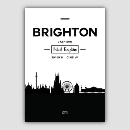 Brighton Stadtsilhouette Stadtbild Druck
