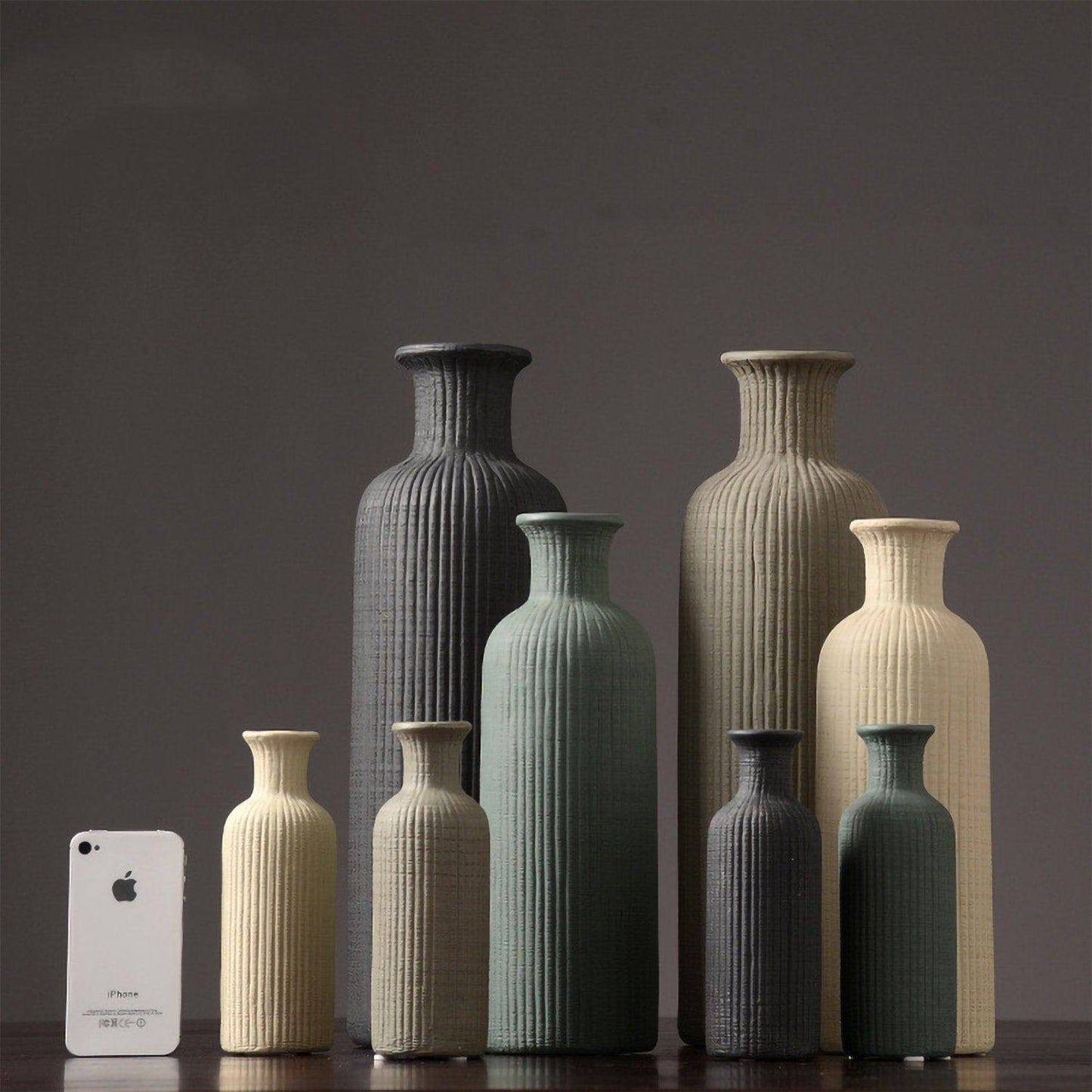 Braune, beige, graue Keramikvase │ Dekorationsartikel