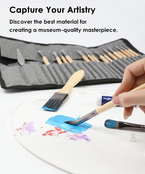 Pinselset 24-teilig mit Rollmappe und Malmesser | Brehn