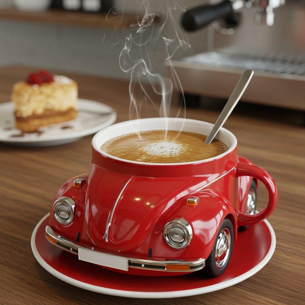 RetroAuto Keramische Kaffeetasse – Einzigartiges 3D-Design für Kaffee & Tee | Brehn