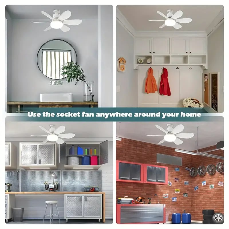 Brehn | LuxeBreeze Tragbarer Deckenventilator & Licht | Elegante 2-in-1-Lösung mit Fernbedienung für Komfort und Stil