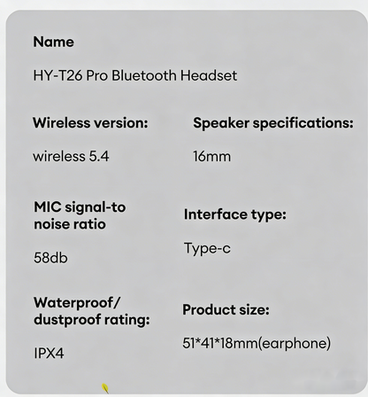 HY-T26 Pro Kabellose Bluetooth-Übersetzungs-Ohrhörer